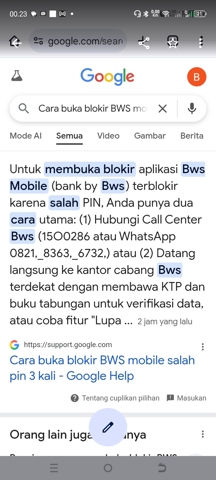 Cara buka blokir BWS mobile Salah Pin 3 X - Google Help